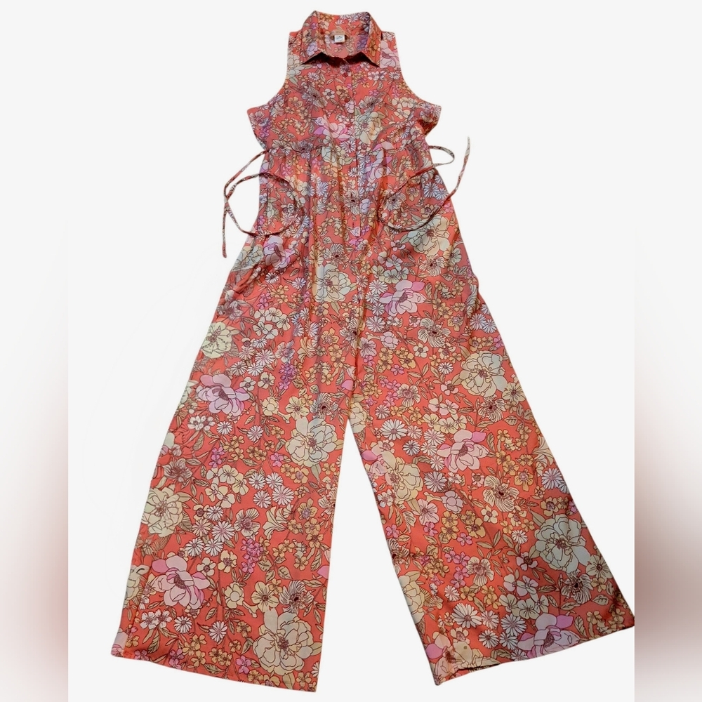 B.O.G. Collective Wide Leg Romper/jumpsuit Floral Pattern Size M